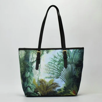 Модная женская сумка China ink, новая женская сумка, холщовая сумка с принтом леса, сумка из искусственной кожи, сумка для отдыха, дорожная сумка