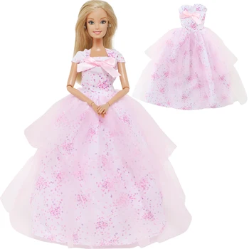 Модное Розовое кукольное платье с принтом, свадебный наряд принцессы, кружевное платье Patry, одежда для куклы Барби, аксессуары, детская одежда, игрушка 30 см