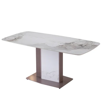 Модный обеденный стол из спеченного камня диаметром 71 дюйм с Т-образной ножкой