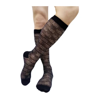 Мужские носки для парадного костюма, официальные прозрачные деловые носки с длинной трубкой до колен, Чулки для сексуального белья, Черные дышащие