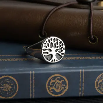Мужское кольцо из титановой стали с религиозным древом жизни