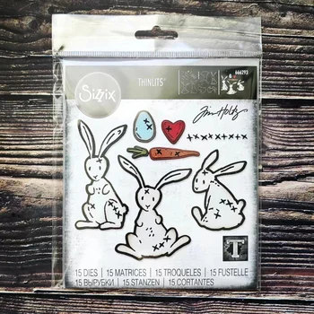 Набор штампов Sizzix 666293 Thinlits 15PK - Bunny Stitch от Тима Хольца