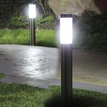 Наружный фонарь из нержавеющей стали, светильник для дорожки с лампочкой E27, торшер для ограждения, колонны, светильник для дорожки, светильник для палубы, садовый столб.
