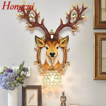 Настенный светильник Hongcui Modern Deer LED Creative Interior Resin Sconce Light для домашнего декора гостиной и коридора