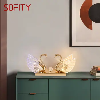 Настольная лампа SOFITY Modern Crystal Swan с креативным дизайном, светодиодный настольный светильник, декор для дома, гостиной