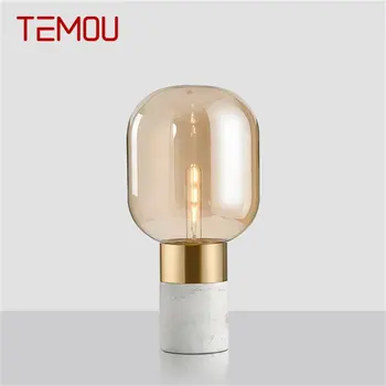 Настольная лампа TEMOU Postmodern, скандинавский Простой креативный дизайн, Светодиодный мраморный настольный светильник для декора комнаты, спальни