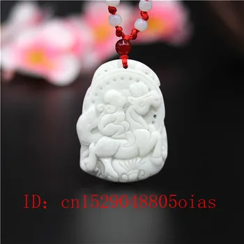 Натуральный Белый Китайский Нефритовый кулон в виде лошади, ожерелье с обезьяной, Очаровательные украшения, Модные Аксессуары, Резной Амулет, Подарки для женщин и мужчин