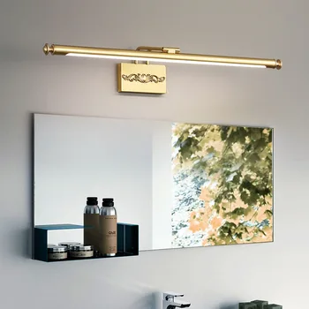 Новая светодиодная зеркальная лампа для декора стен ванной комнаты, ретро Бронзовая резная Косметическая Декоративная подсветка ванной комнаты, Внутренняя лампа 41 см 7 Вт