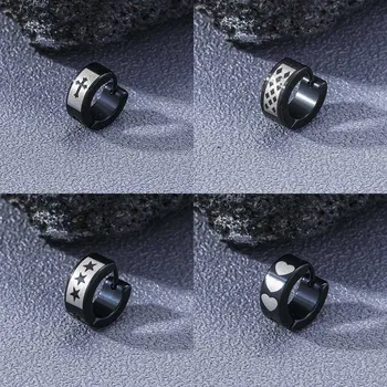 Новые мужские серьги из неаллергенной титановой стали, мужские крутые украшения в стиле панк, черные пряжки для ушей