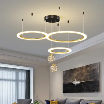 Новые подвесные светильники-люстры для гостиной, современные креативные кольцевые светильники для спальни, потолочный светильник для ресторана