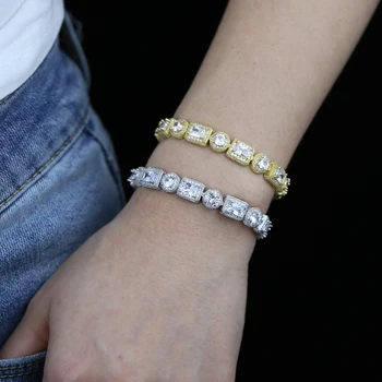 Новый модный Массивный металлический браслет-цепочка для женщин, кристалл cz, золотой, серебряный, теннисный браслет-цепочка, панк-хип-хоп, рок-украшения