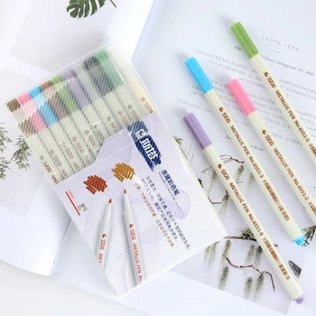Новый набор из 10 цветов, металлическая кисть-маркер, бусина, легкая акварель, мягкая краска, цветной маркер, специальная ручка для студенческих поделок