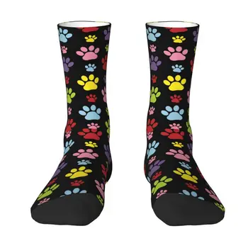 Носки с красочным рисунком лап с кавайной печатью для мужчин и женщин, эластичные носки с рисунком собачьих лап на лето Осень зиму, носки для команды домашних животных