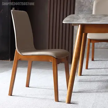 Обеденный стул из массива дерева в скандинавском стиле, современный простой роскошный ресторан, стул для взрослых со спинкой, Маленький семейный стул из микрофибры
