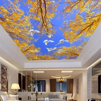 обои wellyu papel de parede на заказ 3d фотообои обои голубое небо дерево голубь потолок зенит фреска 3D ТВ фон обои