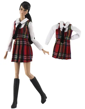 одежда для куклы 30 см, Костюм в школьной форме, длинный свитер, белое платье-футболка в сетку для куклы 1/6 barbie kurhn FR Xinyi