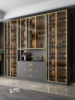 Онлайн-витрина для вина и чая, винный шкаф, современная простота и роскошь, размещенные на стене Северной Европы