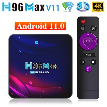 Оригинальный H96 MAX V11 Smart TV Box Android 11 2,4 G и 5G Wifi BT4.0 4K 3D Быстрая приставка H96MAX Android11.0 Google Voice Controll