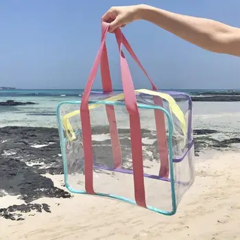 Пляжная сумка Водонепроницаемая складная, большой емкости, прозрачная, гладкая, на молнии, для хранения, многоцелевая, большая прозрачная сумка-тоут через плечо, Tra