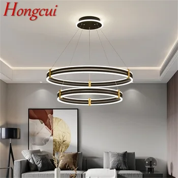 Подвесные светильники Hongcui Nordic, современный черный роскошный Круглый светодиодный светильник для украшения дома