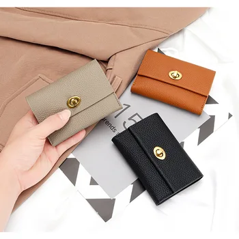 Полностью кожаная маленькая сумка для карт, женский деловой многофункциональный кожаный кошелек из воловьей кожи с верхним слоем