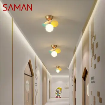 Потолочный светильник SAMAN Nordic LED Macaroon Современная лампа для коридора и спальни в помещении с напряжением 110-220 Вольт
