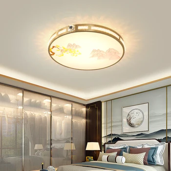 Потолочный светильник для спальни из меди в новом китайском стиле, Освещение виллы в китайском стиле, Роскошное Освещение в главной спальне