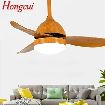 Простой потолочный вентилятор Hongcui с дистанционным управлением, современная светодиодная лампа для дома, столовой, спальни