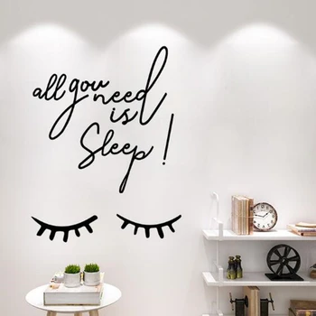 Простой стиль, все, что вам нужно, это наклейка на стену для сна, картины из ПВХ, черный плакат, настенное искусство, съемное настенное украшение комнаты