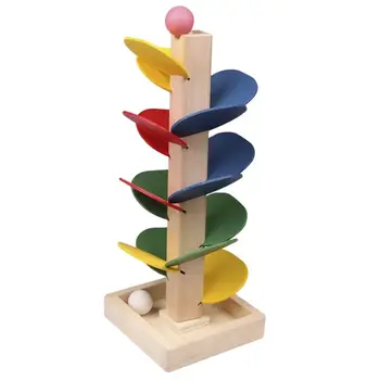 Разноцветное дерево, Мраморная беговая дорожка с мячом, строительные блоки, детские деревянные игрушки, Обучающие игрушки Монтессори для детей, подарки