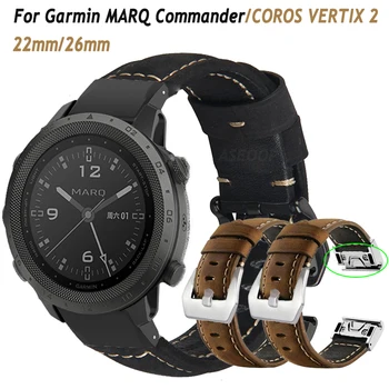 Ремешки для Смарт-часов Garmin MARQ Commander/Instinct 2/EPIX/Tactix Delta/Fenix 6Pro/7X/5/5X/Easy Fit Кожаный Браслет 22-26 мм