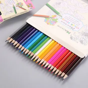 Рисование цветным карандашом для детей, Набор канцелярских принадлежностей, 12-24 цветных Карандаша для рисования Граффити, Детская художественная раскраска, ручка-Раскраска