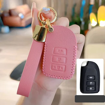 Розовый чехол для ключей от автомобиля из натуральной кожи, Брелок для Toyota Yaris HAIs 2020, Автомобильные Аксессуары Hiace 200 Sienta