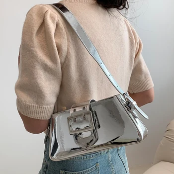 Роскошные брендовые сумки через плечо для женщин Дизайнерская лазерная сумка из искусственной кожи 2023 Модный дизайн ремня Женские сумки подмышками Кошельки