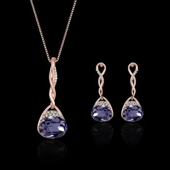 Роскошный модный простой хрустальный кулон, ожерелье, серьги, набор искусственных украшений для подруги, чтобы отправить подарок любимому человеку