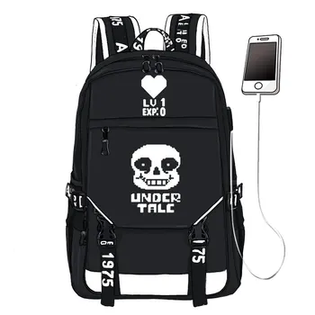 Рюкзак Undertale Sans с принтом черепа, унисекс, Рюкзак для путешествий, Рюкзак для ноутбука с интерфейсом USB, холщовые сумки для школьных книг