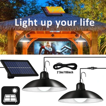Светодиодный солнечный свет, наружные и внутренние Регулируемые подвесные светильники на солнечных батареях, водонепроницаемые лампы IP65 для украшения дома в саду, патио.