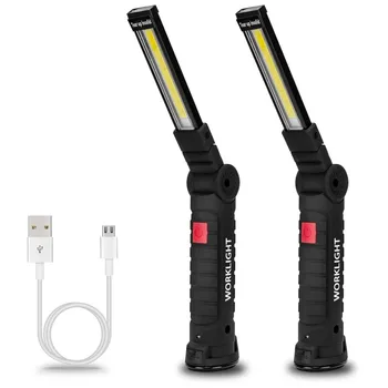 Светодиодный фонарик, портативный COB USB, перезаряжаемый рабочий светильник, Магнитный подвесной светильник Lanterna со встроенным аккумулятором, походный фонарь