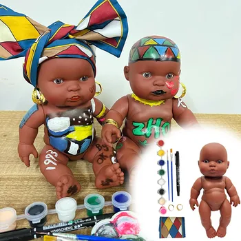 Сделай сам Американская Возрожденная Черная кукла для купания Полностью силиконовые Виниловые куклы для новорожденных Реалистичная Кукла для новорожденных Игрушка для девочек Рождественский подарок