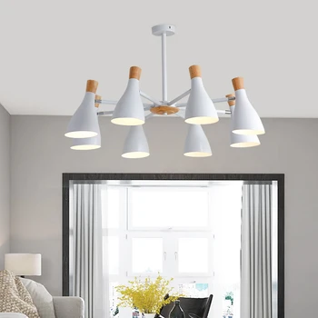 Скандинавская современная минималистичная люстра для обеденного потолка, подвесной светильник из дерева Макарон, декор для дома, роскошные подвесные светильники