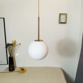 Скандинавские простые подвесные светильники с круглым стеклянным шаром для украшения гостиной, домашнего декора, подвесной светильник Lustre, Подвесной светильник