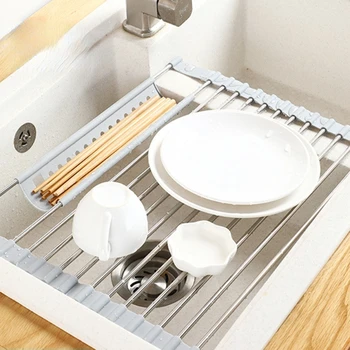 Складная Силиконовая Подставка для слива Посуды Сушилка Для посуды Органайзер Для хранения посуды Кухонные Принадлежности