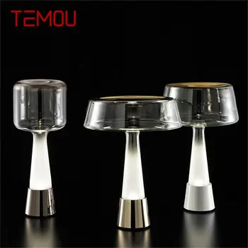 Современная настольная лампа TEMOU Роскошная стеклянная прикроватная грибовидная настольная лампа LED для домашнего декора гостиной спальни