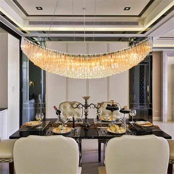 Современная хрустальная светодиодная люстра для украшения интерьера гостиной столовой, люстра для освещения ресторана, бара, дома, виллы