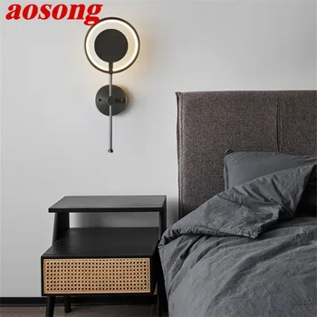 Современный Латунный настенный светильник AOSONG LED 3 цвета, Винтажный Креативный Черный Прикроватный бра для домашнего декора спальни гостиной