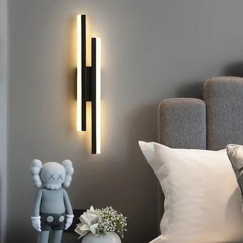 Современный простой светодиодный настенный светильник с подсветкой 90-260 В, прикроватная тумбочка для спальни, фоновое украшение для гостиной, светильник для коридора отеля