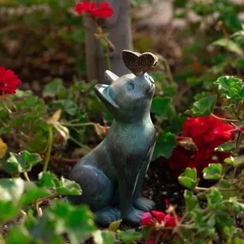 Статуэтка бабочки Cat Play, статуэтка кошки из смолы, садовые украшения на улице, художественный декор для украшения внутреннего сада на открытом воздухе