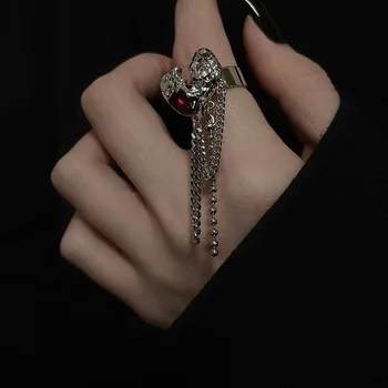 Темное Крутое кольцо с кисточкой для мужчин и женщин Y2K, кольцо с любовью из готической лавы, Студенческая девушка, Хип-Хоп Уличная пара, Ювелирный подарок