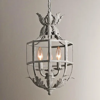 Французская люстра ретро старая железная лампа подвесная принцесса детская спальня крыльцо коридор люстра
