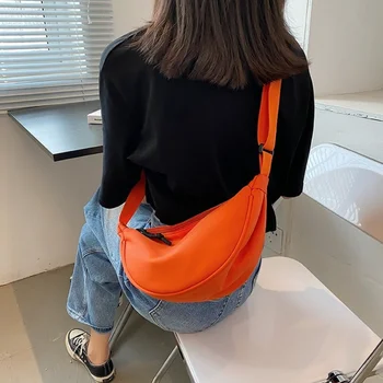 Холщовая сумка через плечо для женщин 2022, простая нагрудная сумка для бродяг в корейском стиле, студенческая сумка через плечо с регулируемым ремнем